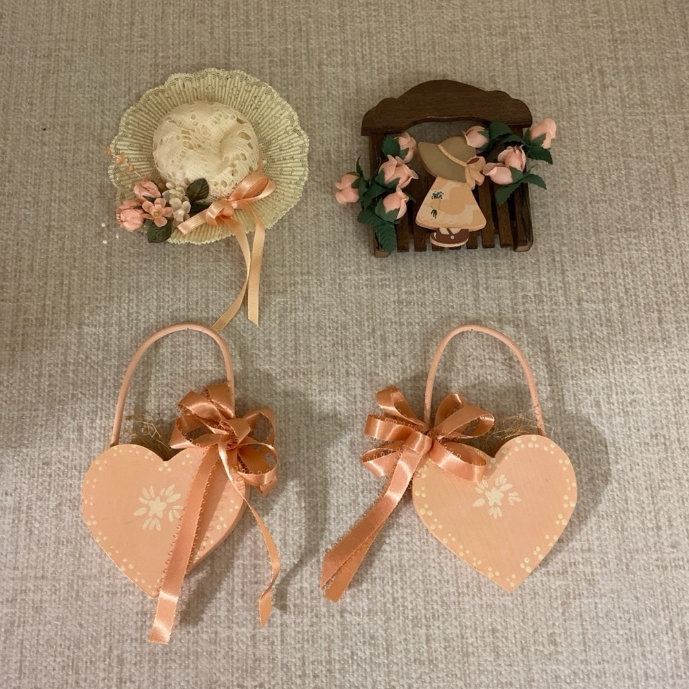 Vintage Country Cottage Peach Rose Floral Home Decor